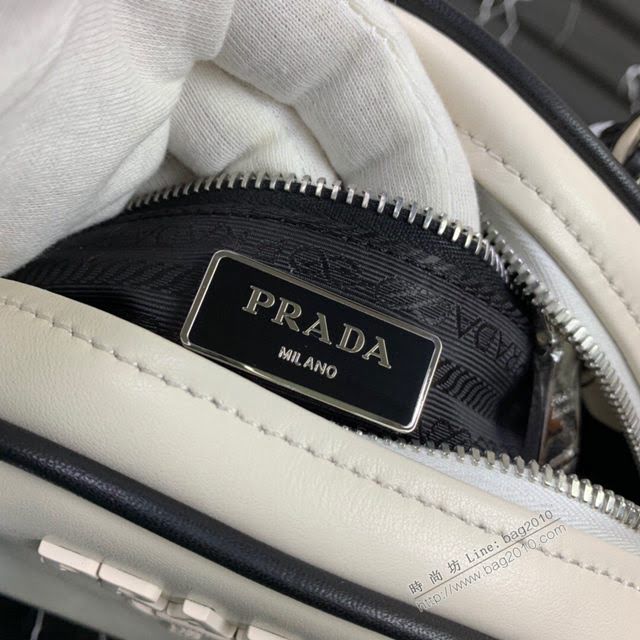 prada女包 普拉達2020年專櫃最新款 小牛皮女士手提包 1BB071 拼接菱形圖案 prada單肩女包  pyd2199